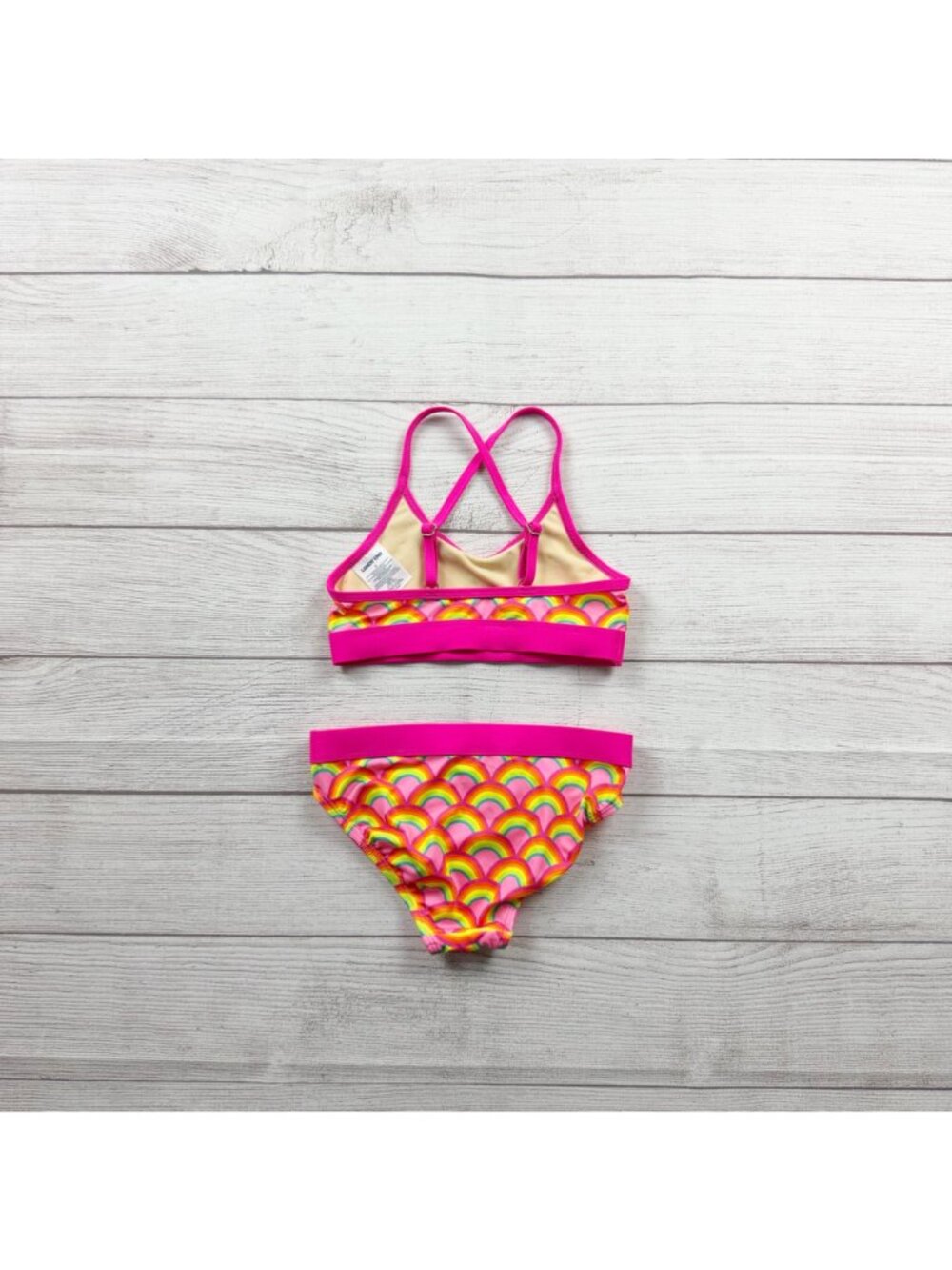 Lands' End Girls Bikini Swimsuit Rainbow Print 2 Piece Crossback Top Bottoms 6 - Picture 3 of 3